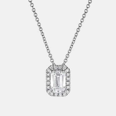Pre-owned Evolve 0.82ct 14k White Gold Lab Grown Diamond Halo Pendant
