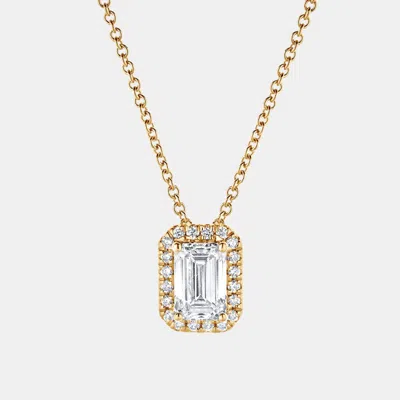 Pre-owned Evolve 0.82ct 14k Yellow Gold Lab Grown Diamond Halo Pendant