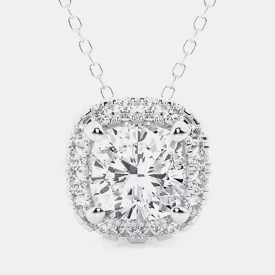 Pre-owned Evolve 0.95ct 14k White Gold Lab Grown Diamond Halo Pendant