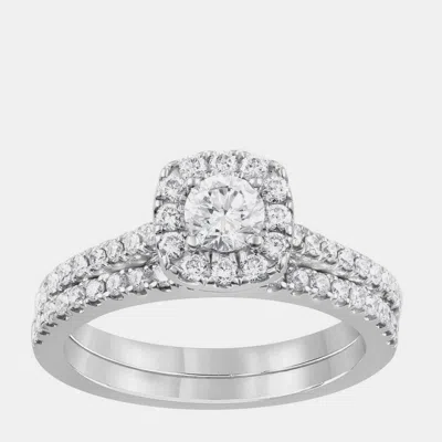 Pre-owned Evolve 1 Ct 14k White Gold Lab Grown Diamond Bridal Set Us 7