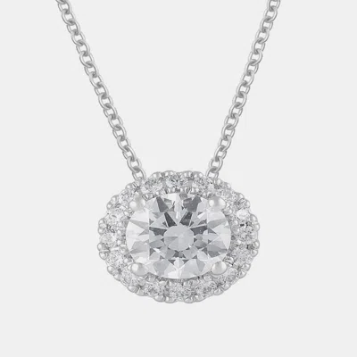 Pre-owned Evolve 1.21ct 14k White Gold Lab Grown Diamond Halo Pendant