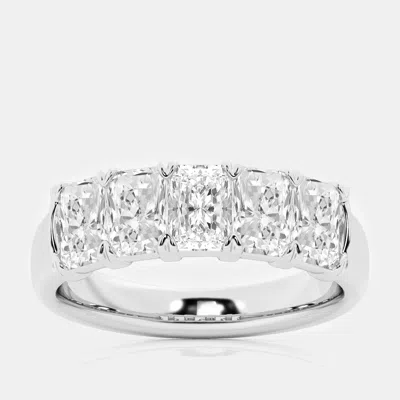 Pre-owned Evolve 14k White Gold Elongated Cushion Lab Grown Diamond Five-stone Anniversary Band Us 7 (5 Ctw)