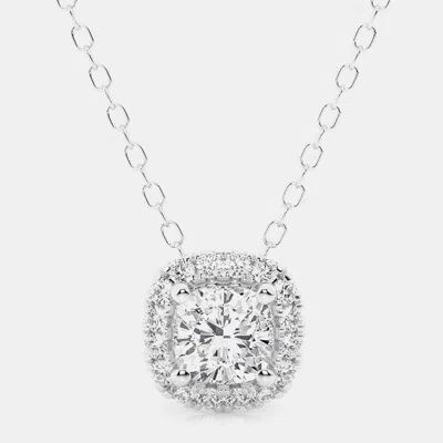 Pre-owned Evolve 14k White Gold Lab Grown Diamond Halo Pendant (0.29 Cts)