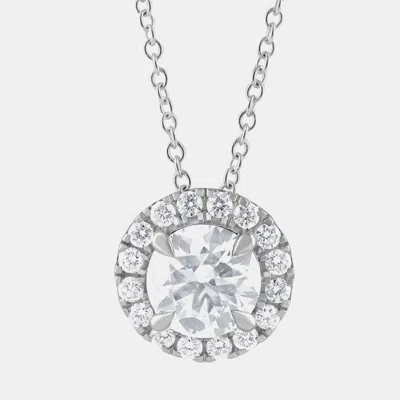 Pre-owned Evolve 14k White Gold Lab Grown Diamond Halo Pendant (1.45 Cts)