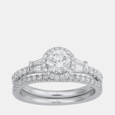 Pre-owned Evolve 1.5 Ct 14k White Gold Lab Grown Diamond Bridal Set Us 7