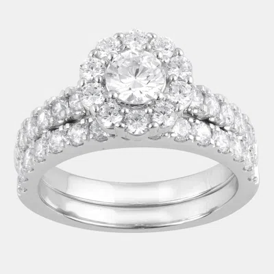 Pre-owned Evolve 2ct 14k White Gold Lab Grown Diamond Bridal Ring Set Us 7