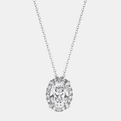 Pre-owned Evolve 2ct 14k White Gold Lab Grown Diamond Halo Pendant