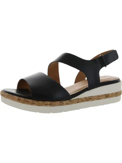 Evolve By Easy Spirit Kea Womens Leather Wedge Sandals In Black