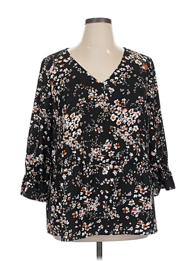 Pre-owned Evri 3/4 Sleeve Blouse In Black