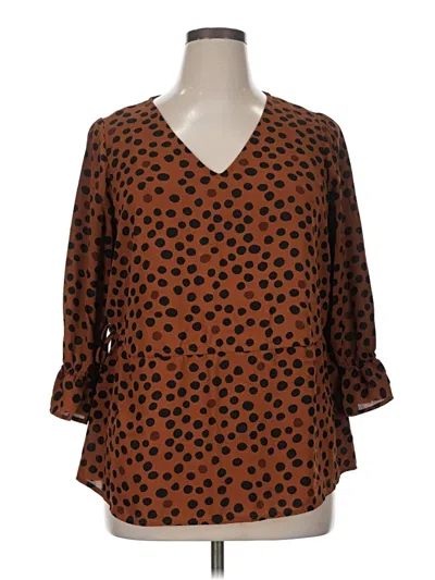Pre-owned Evri 3/4 Sleeve Blouse In Brown