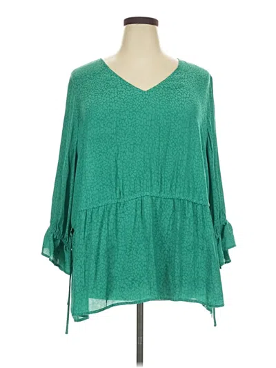 Pre-owned Evri 3/4 Sleeve Blouse In Teal