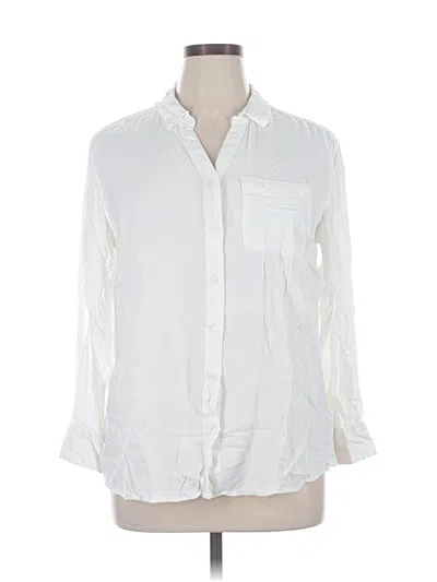 Pre-owned Evri 3/4 Sleeve Button Down Shirt In White