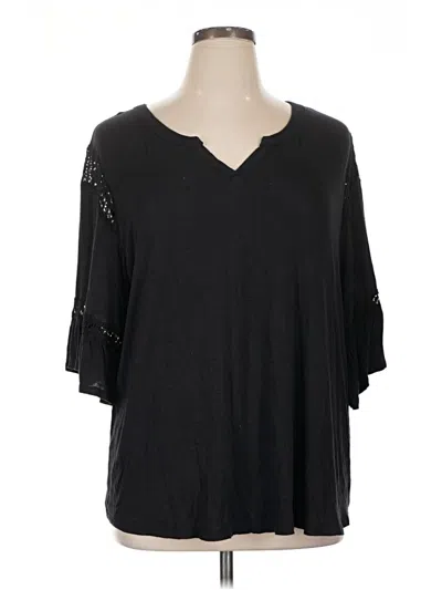 Pre-owned Evri 3/4 Sleeve Top Black V-neck Tops