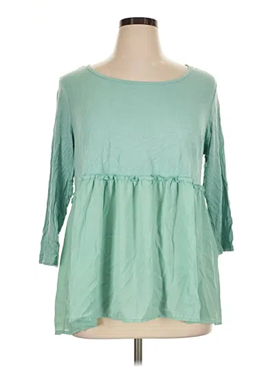 Pre-owned Evri 3/4 Sleeve Top Green Boatneck Tops