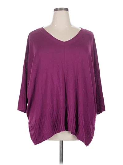 Pre-owned Evri 3/4 Sleeve Top Purple V-neck Tops