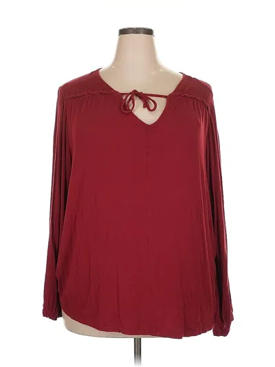 Pre-owned Evri Long Sleeve Blouse In Burgundy