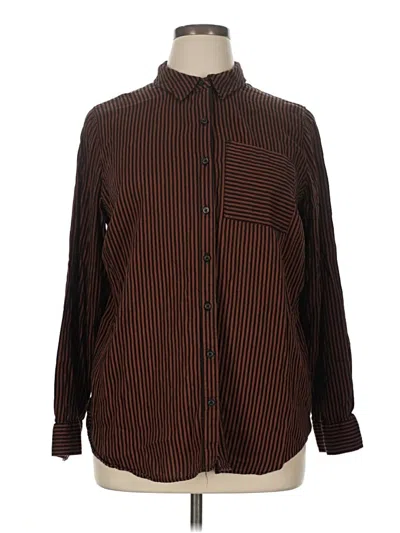 Pre-owned Evri Long Sleeve Button Down Shirt In Brown
