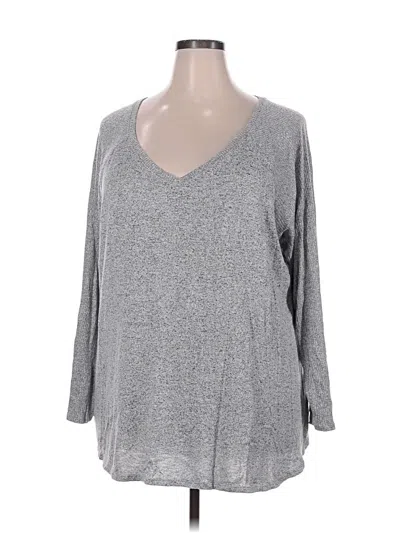 Pre-owned Evri Long Sleeve Top Gray V Neck Tops