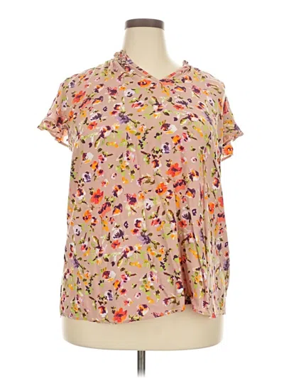 Pre-owned Evri Short Sleeve Blouse In Brown