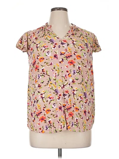 Pre-owned Evri Short Sleeve Blouse In Tan