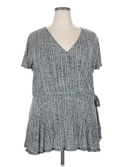 Pre-owned Evri Short Sleeve Top Gray V Neck Tops