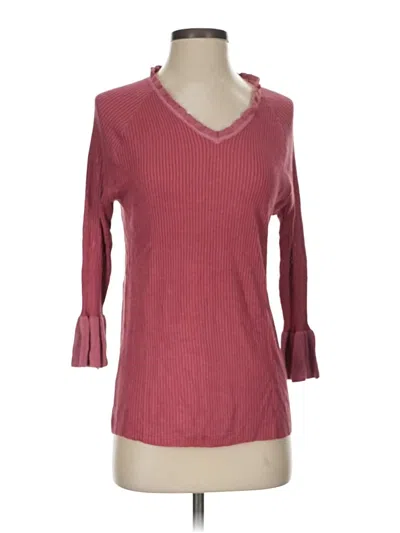 Pre-owned Evy's Tree 3/4 Sleeve Top Burgundy V-neck Tops