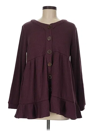 Pre-owned Evy's Tree Long Sleeve Top Burgundy Square Neckline Tops