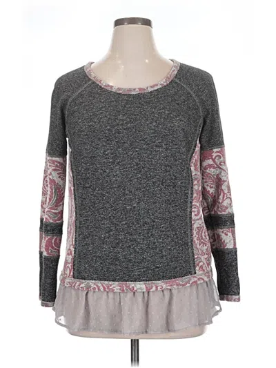 Pre-owned Evy's Tree Long Sleeve Top Gray Crew Neck Tops