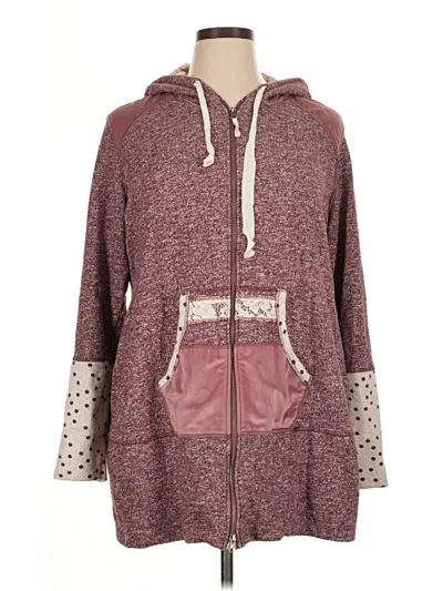 Pre-owned Evy's Tree Zip Up Hoodie In Burgundy