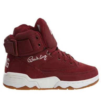 Pre-owned Ewing Athletics Men's  Ewing 33 Hi Burgundy Suede Sneakers In Biking Red/black/white