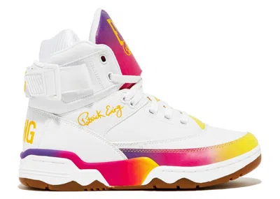 Pre-owned Ewing Athletics Men's  Ewing 33 Hi Sunset Sneakers In White/yellow/purple