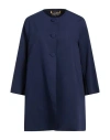 Ewooluzione Woman Overcoat & Trench Coat Blue Size 14 Polyamide, Elastane In Blue
