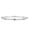 Ex-tensible 18k White Gold Oval Tsavorite And Diamond Stretch Tennis Bracelet In Green/white