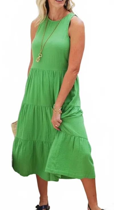 Ex-voto Etta Midi Sundress In Meadow Green In Multi