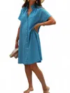Ex-voto Sarah Mini Dress In Teal Stripe In Multi