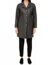 Excelled Collection Genuine Leather Mid-length Coat In Graphite In Multi
