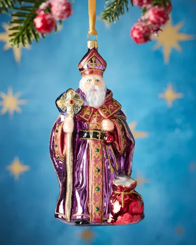 Exclusive Bishop Santa Glass Ornament In Multi