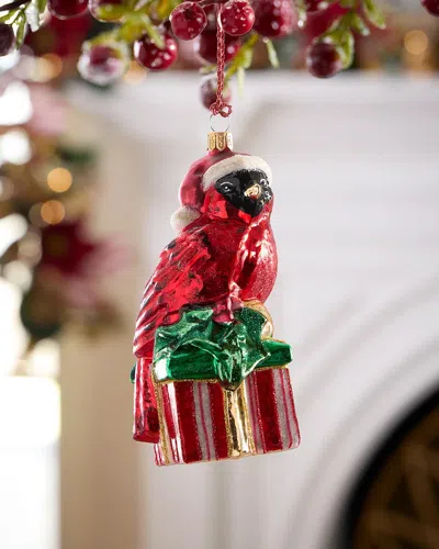 Exclusive Cardinal On Present Christmas Ornament In Multi