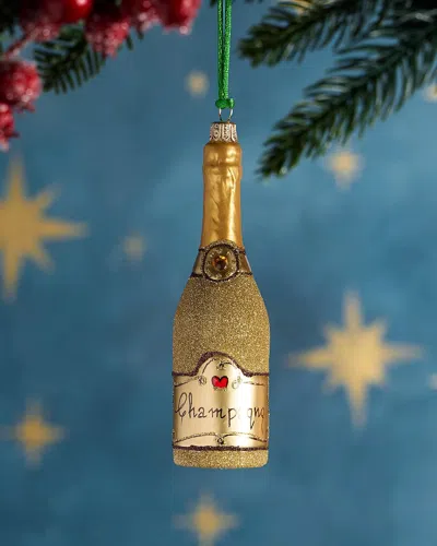 Exclusive Champagne Bottle Christmas Ornament In Gold
