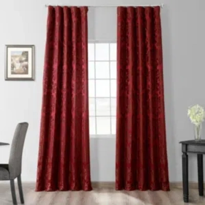 Exclusive Fabrics & Furnishings Astoria Red & Bronze Damask Faux Silk Jacquard Room Darkening Curtain