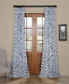 Exclusive Fabrics & Furnishings Ellis Blue Abstract Printed Cotton Room Darkening Curtain In Blue