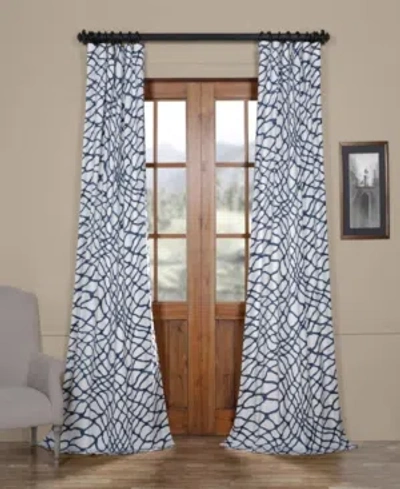 Exclusive Fabrics & Furnishings Ellis Blue Abstract Printed Cotton Room Darkening Curtain