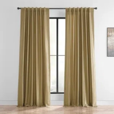 Exclusive Fabrics & Furnishings Flax Gold Vintage Textured Faux Dupioni Silk Curtain