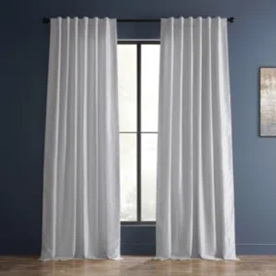 Exclusive Fabrics & Furnishings Ice Vintage Textured Faux Dupioni Silk Blackout Curtain In White