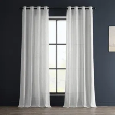 Exclusive Fabrics & Furnishings Rice White Grommet Heavy Faux Linen Curtain