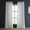 Exclusive Fabrics & Furnishings Rice White Grommet Heavy Faux Linen Curtain In White