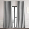 Exclusive Fabrics & Furnishings Vista Grey Textured Bellino Room Darkening Curtain In Grey