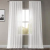 Exclusive Fabrics & Furnishings White Orchid Textured Faux Linen Sheer Curtain In White
