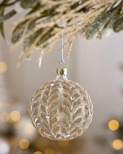 Exclusive Glitter Leaves On Transparent Ball Christmas Ornament In Brown