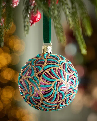 Exclusive Glitter Swirls On Shiny Orchid Ball Christmas Ornament In Multi